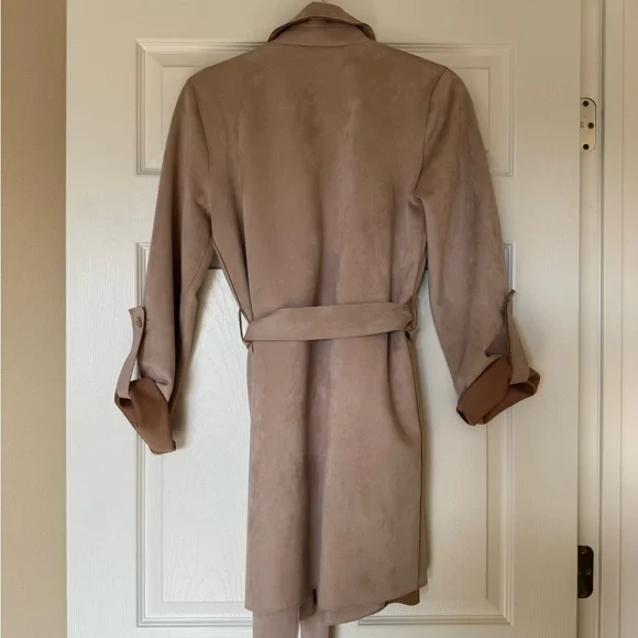 Forever 21 Beige Lightweight Suede Trench Coat - Picture 2 of 5